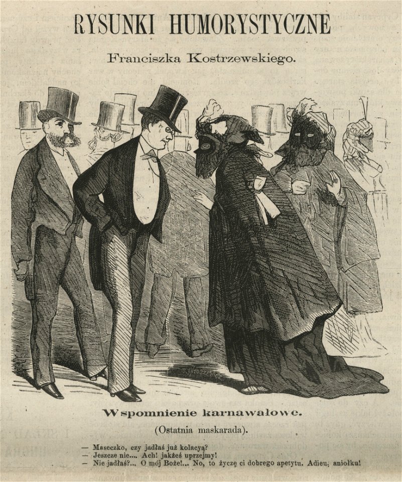 Wspomnienie karnawałowe Rysunki humorystyczne Franciszka Kostrzewskiego (58642)