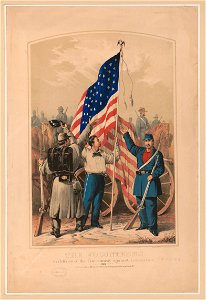 The volunteers in defence of the government against usurpation, 1861 - James Queen del. & lith. ; printed in oil colors by P.S. Duval & Son Ph'a. LCCN2013650022