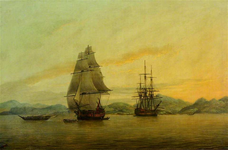 Thomas Luny (1759-1837) - The East Indiaman 'Hindustan' and Other Vessels - BHC3404 - Royal Museums Greenwich