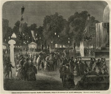 Zabawa loteryjno-kwiatowa w ogrodzie Saskim w Warszawie odbyta d. 18 czerwca r.b. na cel dobroczynny Rysował z natury H. Pillati (73011)