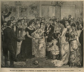Wręczenie daru pamiątkowego A. E. Odyńcowi w mieszkaniu Deotymy d. 13 stycznia r. b. 1881 (58927). Free illustration for personal and commercial use.