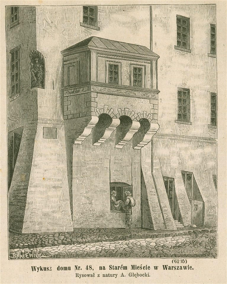 Wykusz domu Nr. 48 na Starem Mieście w Warszawie Rysował z natury A. Głębocki (79854)