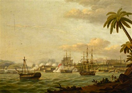 Thomas Luny (1759-1837) - The Capture of Fort Royal, 20 March 1794 - BHC0466 - Royal Museums Greenwich