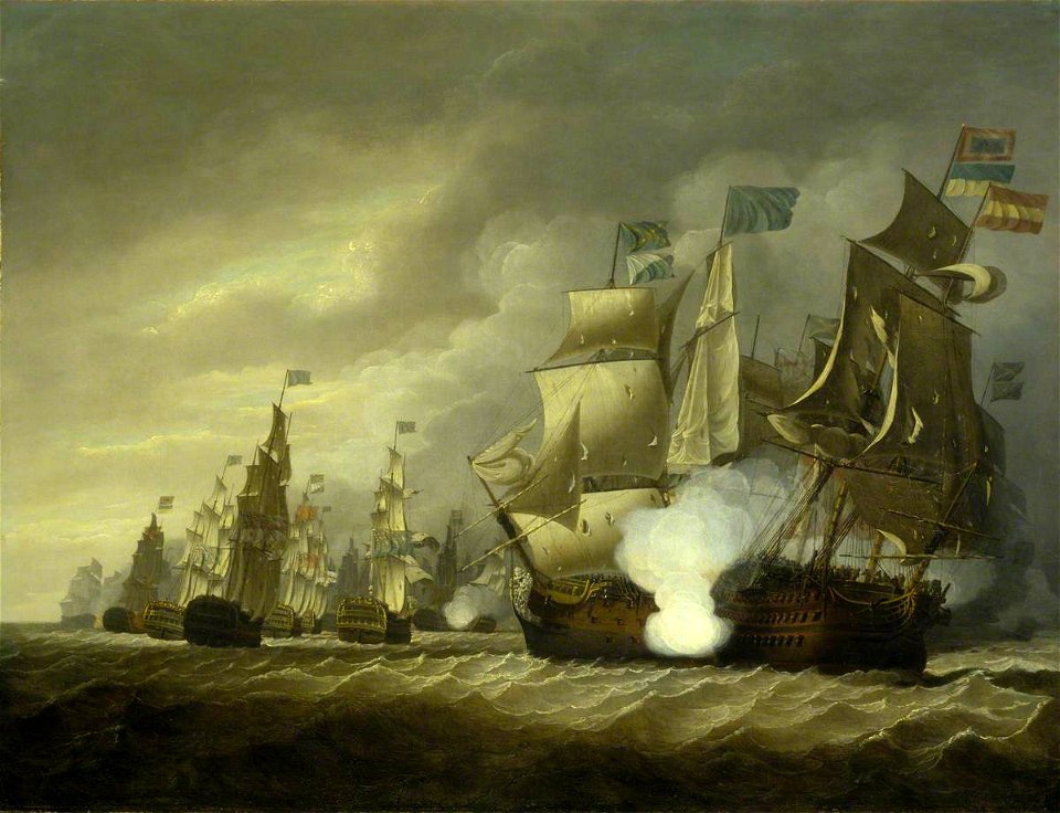 Thomas Luny (1759-1837) - HMS 'Victory' Raking the 'Salvador del Mundo' at the Battle of Cape St Vincent, 14 February 1797 - BHC0484 - Royal Museums Greenwich