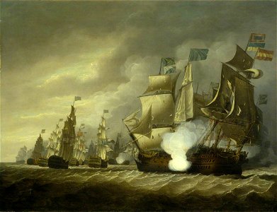 Thomas Luny (1759-1837) - HMS 'Victory' Raking the 'Salvador del Mundo' at the Battle of Cape St Vincent, 14 February 1797 - BHC0484 - Royal Museums Greenwich