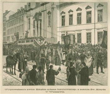 Wyprowadzenie zwłok Księdza Adama Jakubowskiego z kościoła Św. Krzyża w Warszawle (76259)