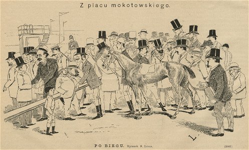 Z placu mokotowskiego - Po biegu - Rysunek S. Lenca (59586). Free illustration for personal and commercial use.