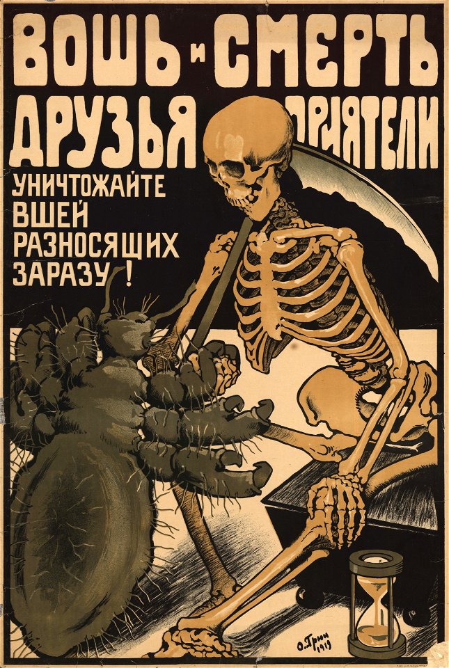 Вошь и смерть — друзья-приятели. Уничтожайте вшей, разносящих заразу