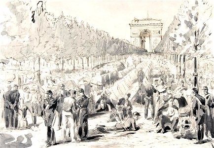 Troops Encamped on the Champs Elysées, 1870 edit. Free illustration for personal and commercial use.