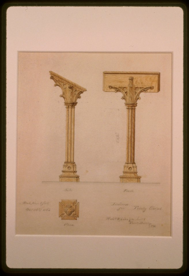 Trinity Chapel (New York). Lectern. Elevations and plan) - Rich Upjohn & Co. Architects, 111 Broadway, N.Y LCCN97516580