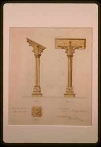Trinity Chapel (New York). Lectern. Elevations and plan) - Rich Upjohn & Co. Architects, 111 Broadway, N.Y LCCN97516580. Free illustration for personal and commercial use.