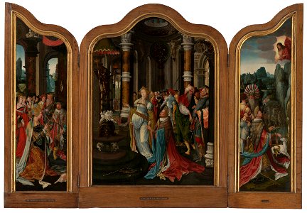 Triptych with the Story of Solomon by the Master of the Salomon Triptych Mauritshuis 433