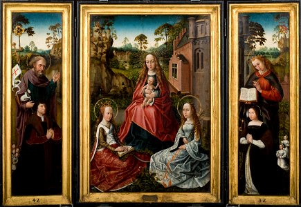 Triptych with Madonna and Saints Catherine and John with donors Jan Pardo and Catharina van Vlamynckpoorte