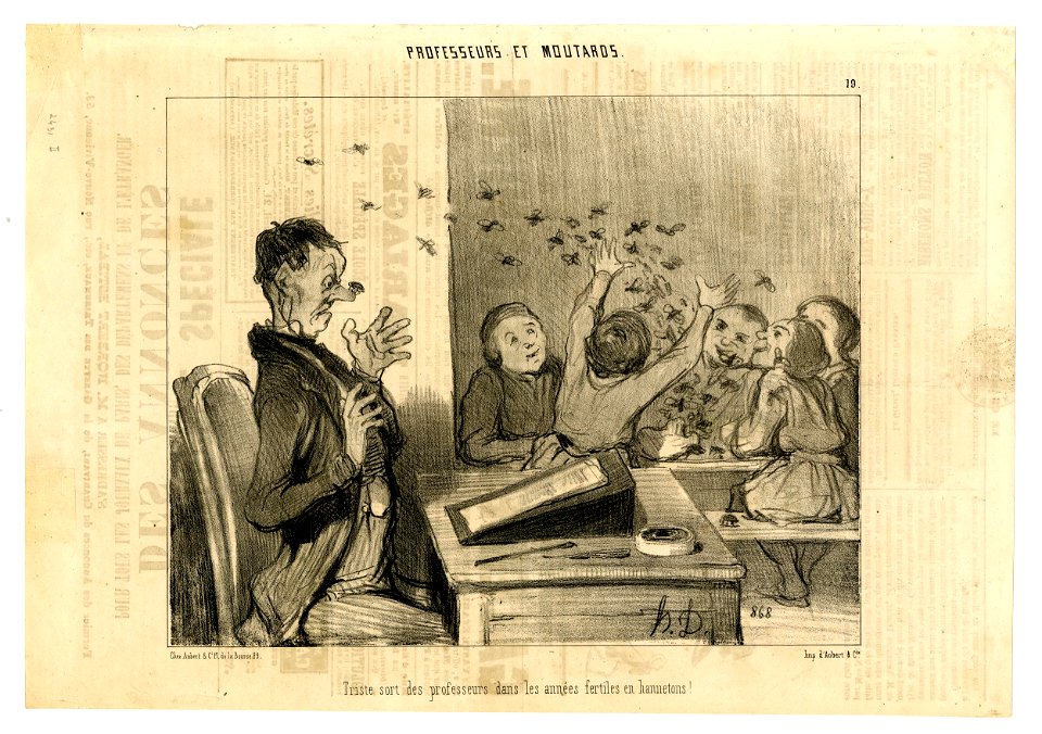 Triste sort des professeurs dans les années fertiles en hannetons (Teachers' poor fate during maybug season) (BM 1910,0324.126)