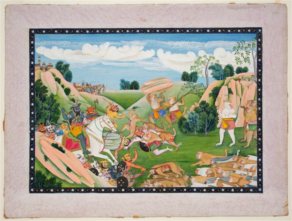 Unknown (Indian) - Hanuman Brought a Big Stone to Kill Narantek - F69.106 - Detroit Institute of Arts