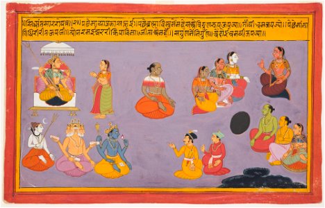 Unknown (Indian) - Gods and Brahmins Worshipping Durga, from the Bhagavata Purana (1 of 3) - 73.290.A - Detroit Institute of Arts