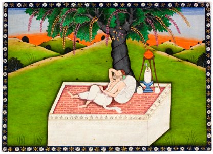 Unknown (Indian) - Guru Resting on Platform Beneath Tree - F70.157.A - Detroit Institute of Arts