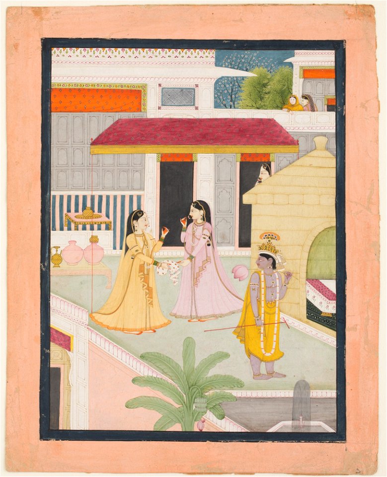 Unknown (Indian) - Krishna and Radha with Attendant - 70.727 - Detroit Institute of Arts