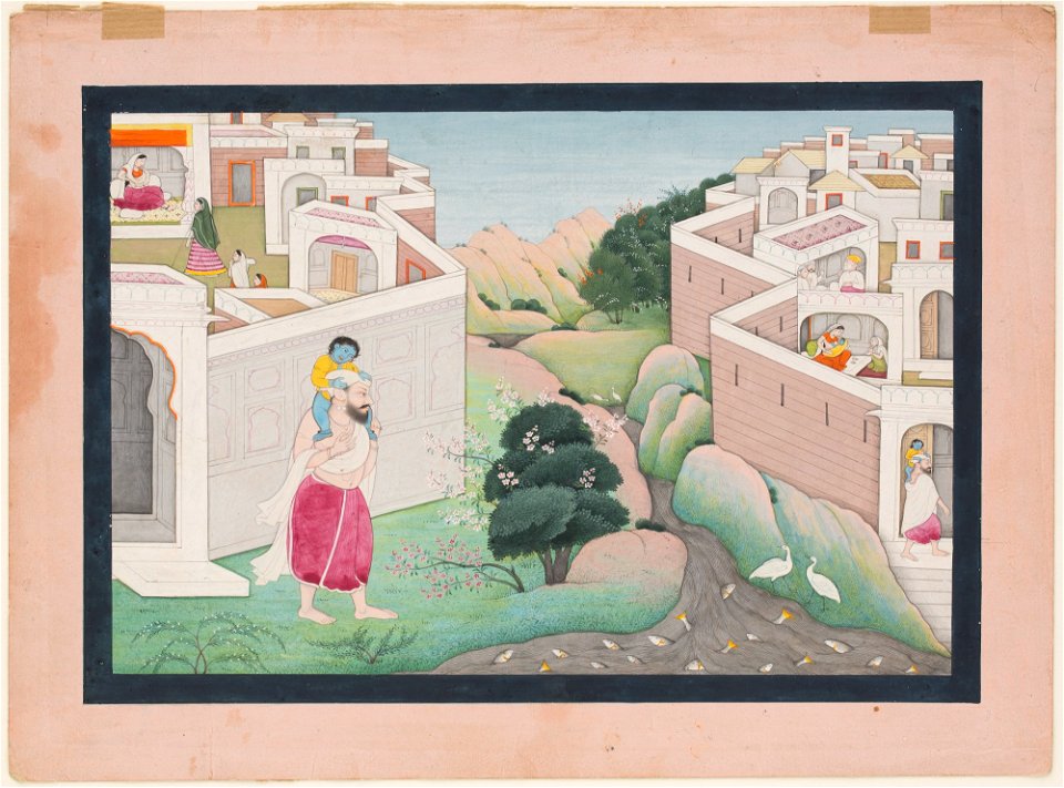 Unknown (Indian) - Baby Krishna Carried on Shoulder of Nanda - 70.725 - Detroit Institute of Arts
