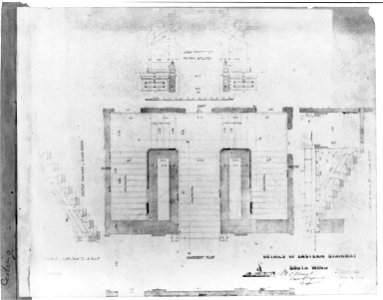 United States Capitol (Washington, D.C.). South wing. Basement. Eastern stairway. Plan and sections) - M.C. Meigs, Capt. of engineers, 9 April 1857 ; Tho. U. Walter, Archt. ex. U.S.C LCCN92521116