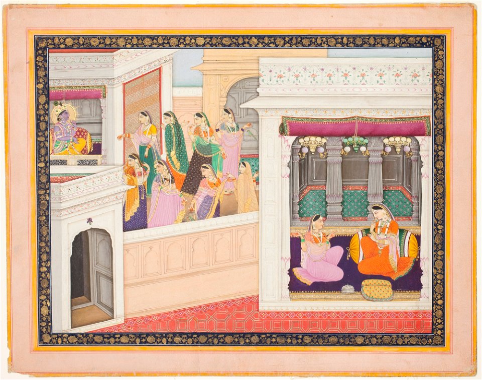 Unknown (Indian) - Krishna and Radha, Court Scene - F69.102 - Detroit Institute of Arts