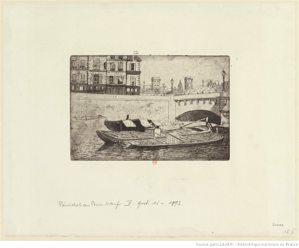Vallotton - Péniches au Pont-Neuf Douze vues de Paris (pl. V)(2ème état), btv1b6951588m