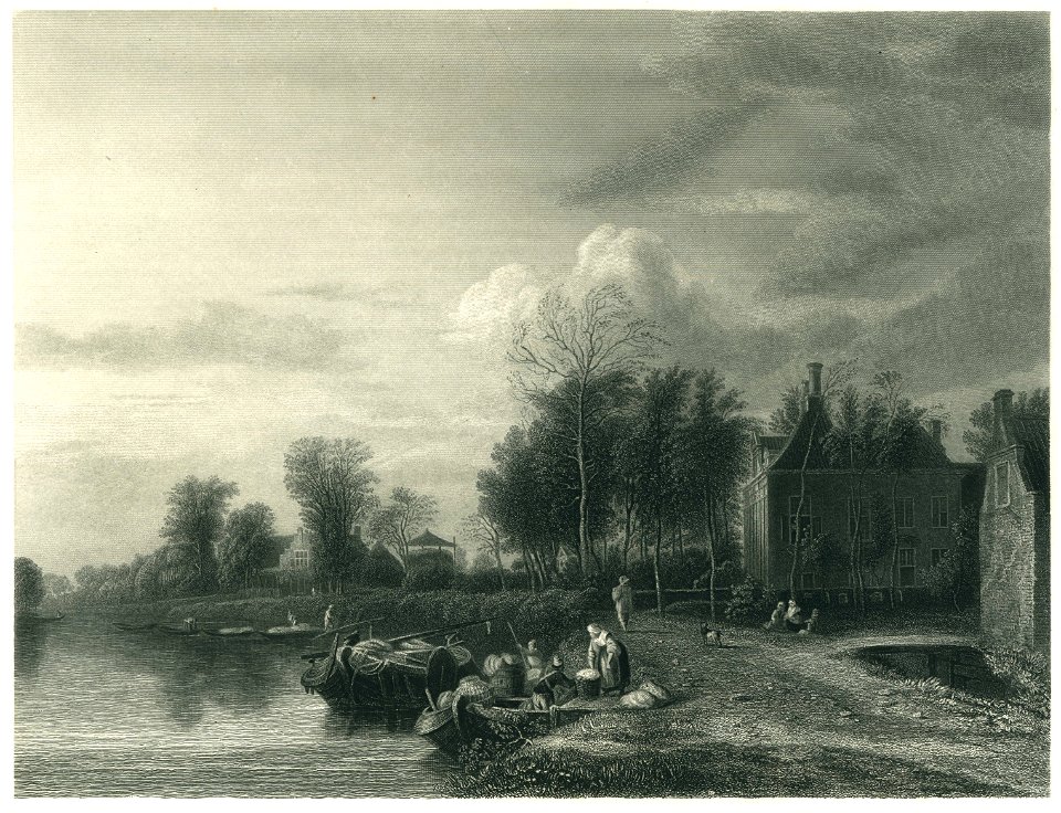 Van der Heyde - Le Bord de Rivière - Steel Engraving