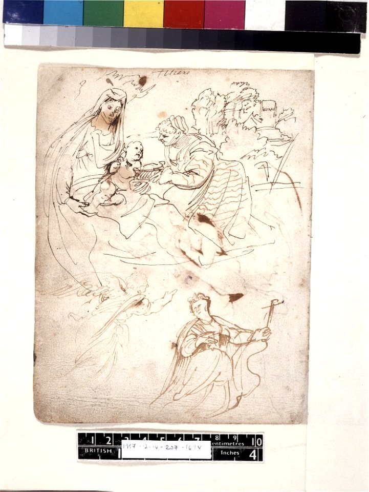 Van Dyck - 1957,1214.207.6, Verso Madonna with the holy Dorothea, after Titian and below, St Catherine with an angel, after a lost picture by Tintoretto in S. Geminiano (Venice)