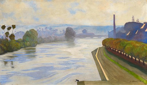 La Seine à Mantes by Félix Vallotton, 1917. Free illustration for personal and commercial use.