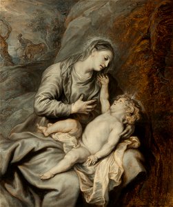 Van Dyck - REST ON THE FLIGHT INTO EGYPT. Free illustration for personal and commercial use.