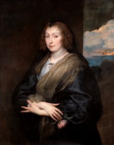 Van Dyck - Woman with a Rose, about 1635-1639. Free illustration for personal and commercial use.