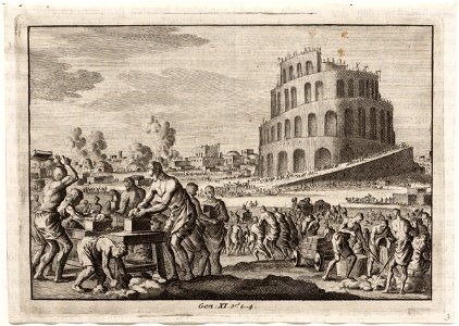 Vervaardiging van stenen voor de bouw van de toren van Babel, objectnr A 48679