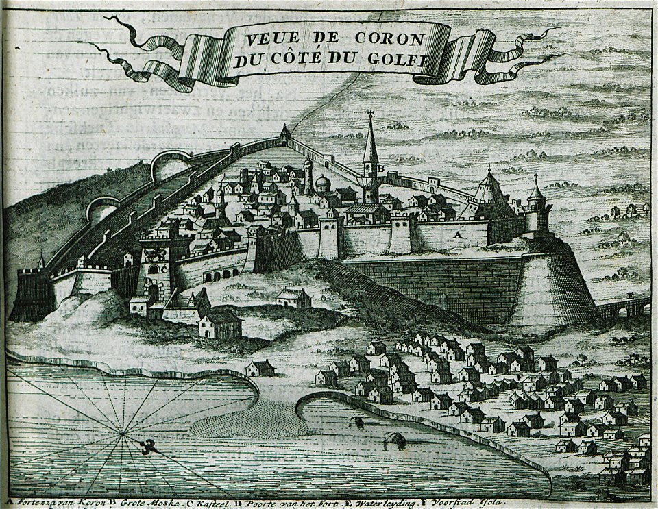 Veue de Coron du côté du Golfe - Dapper Olfert - 1688