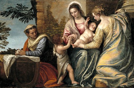 Veronese - Madonna and Child with St. Elizabeth, the Infant St. John the Baptist, and St. Catherine - Timken Museum - San Diego. Free illustration for personal and commercial use.