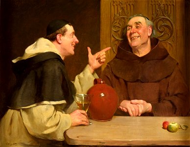 Victor Marais-Milton Drinking monks. Free illustration for personal and commercial use.