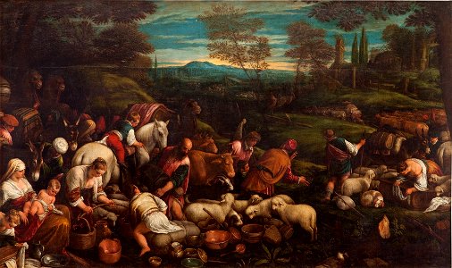 Viaje de Jacob, de Francesco Bassano (Museo del Prado). Free illustration for personal and commercial use.
