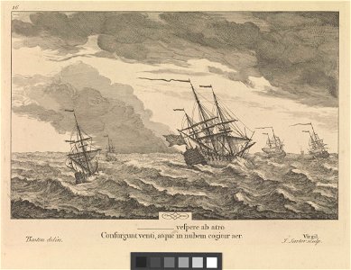Vespere ab atro Consurgunt - Virgil Plate 16. Ships of 1721. 4 RMG PW7931. Free illustration for personal and commercial use.