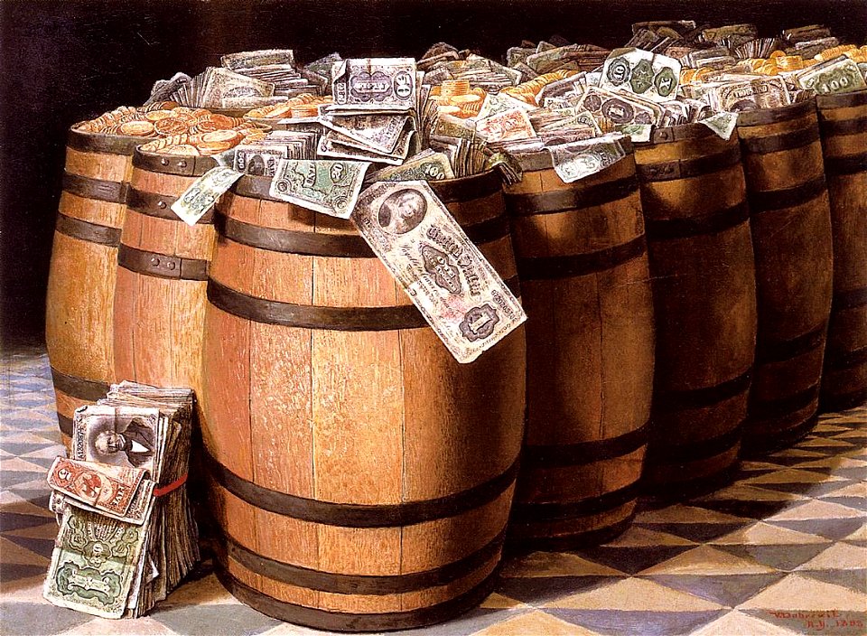 Victor Dubreuil - 'Money to Burn', oil on canvas, 1893