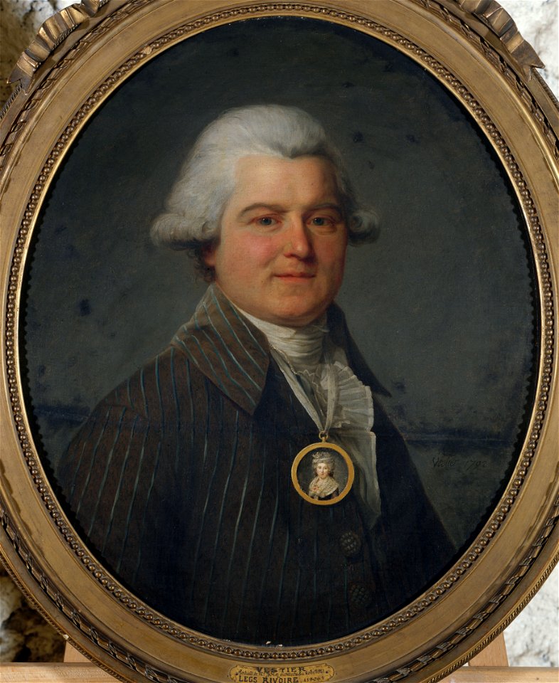 Vestier - Portrait d'homme portant en sautoir un médaillon à l'effigie de sa femme, 1792