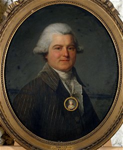 Vestier - Portrait d'homme portant en sautoir un médaillon à l'effigie de sa femme, 1792