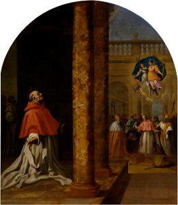 Vicente Carducho, Reconocimiento del cartujo y cardenal San Nicolás Albergati (1632). Cartuja del Paular-Museo del Prado
