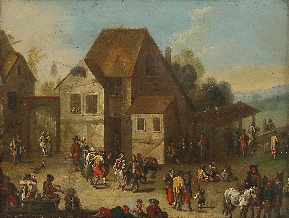 Village scene in the style of David Teniers II 02