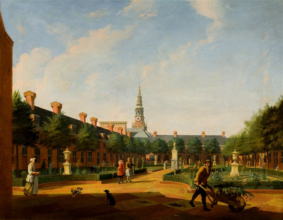 Vincent Laurensz. (II) van der Vinne - Gezicht op de tuin van het Proveniershuis te Haarlem - BR2873 - Rijksmuseum Twenthe