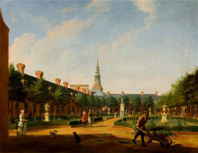 Vincent Laurensz. (II) van der Vinne - Gezicht op de tuin van het Proveniershuis te Haarlem - BR2873 - Rijksmuseum Twenthe