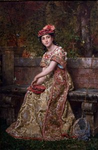 Lady Collecting Butterflies by Louis Émile Villa