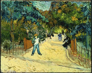 Vincent van Gogh - Entrance to the Public Gardens in Arle - Google Art Project. Free illustration for personal and commercial use.