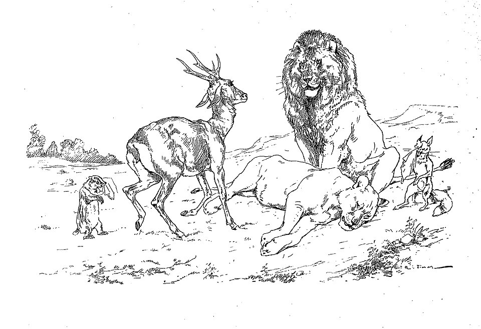 Vimar - Fables de La Fontaine - 08-13 . Les Obsèques de la lionne