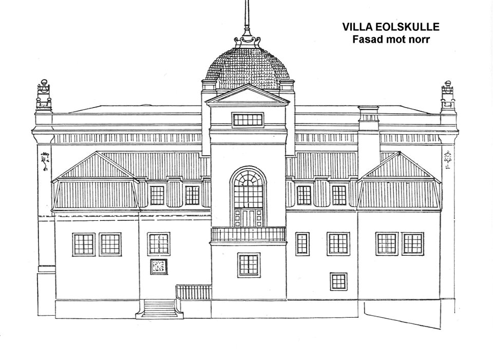 Villa Eolskulle, ritning, fasad mot norr