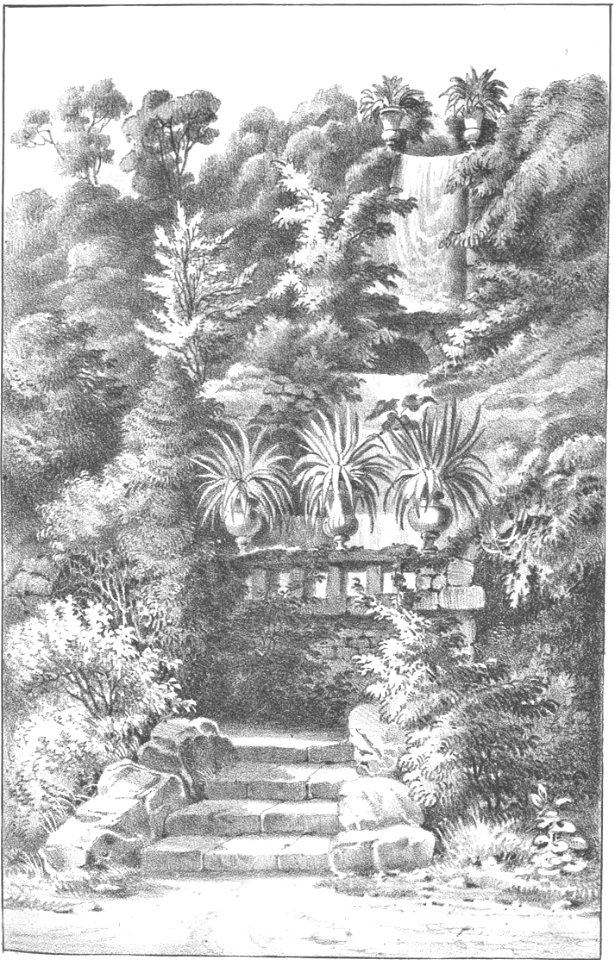 Villa Berg, Wasserfall, 1852