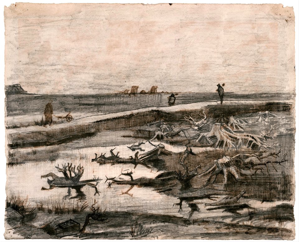 Vincent van Gogh - Landscape with Bog Trunks (Travaux aux Champs) - Google Art Project